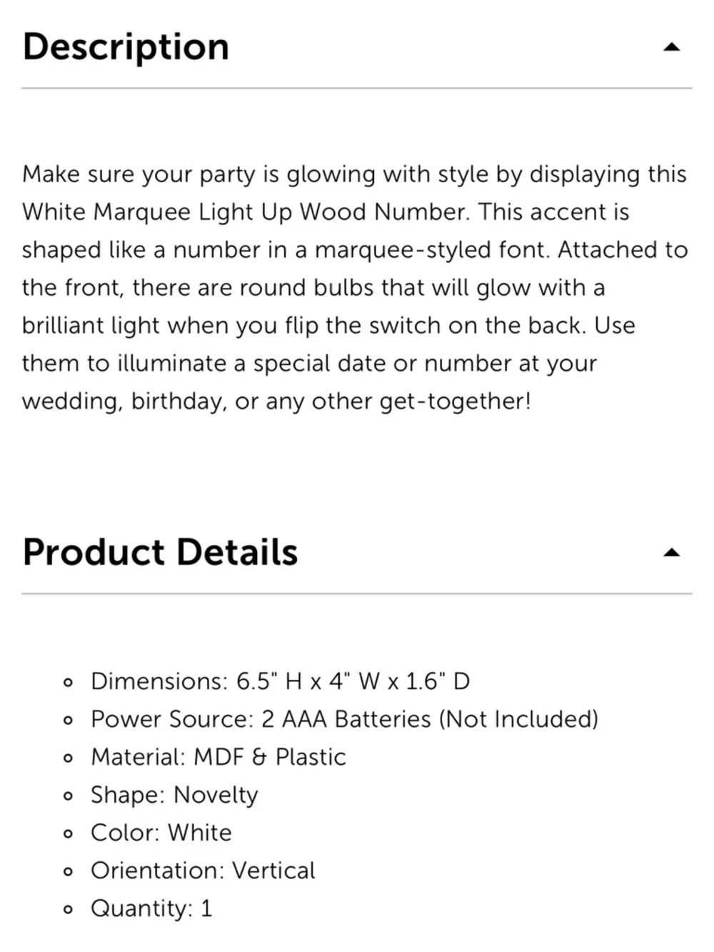 Hobby Lobby LED Marquee Number 70 - White 6.5 inches